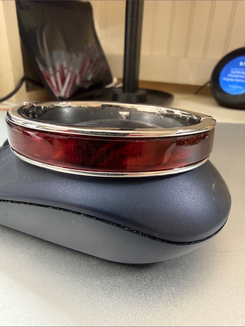 Beautiful silver and wine hinged bangle NWOT